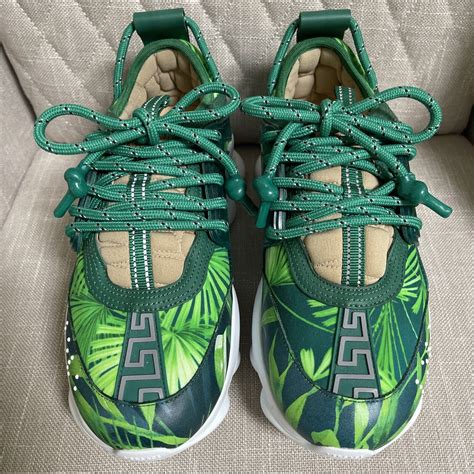 VERSACE Green 'Jungle' Chain Reaction Trainers JLo Sneakers 